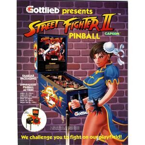 Gottlieb Street Fighter II Pinball Machine FLYER 1992 Capcom Arcade Game Art